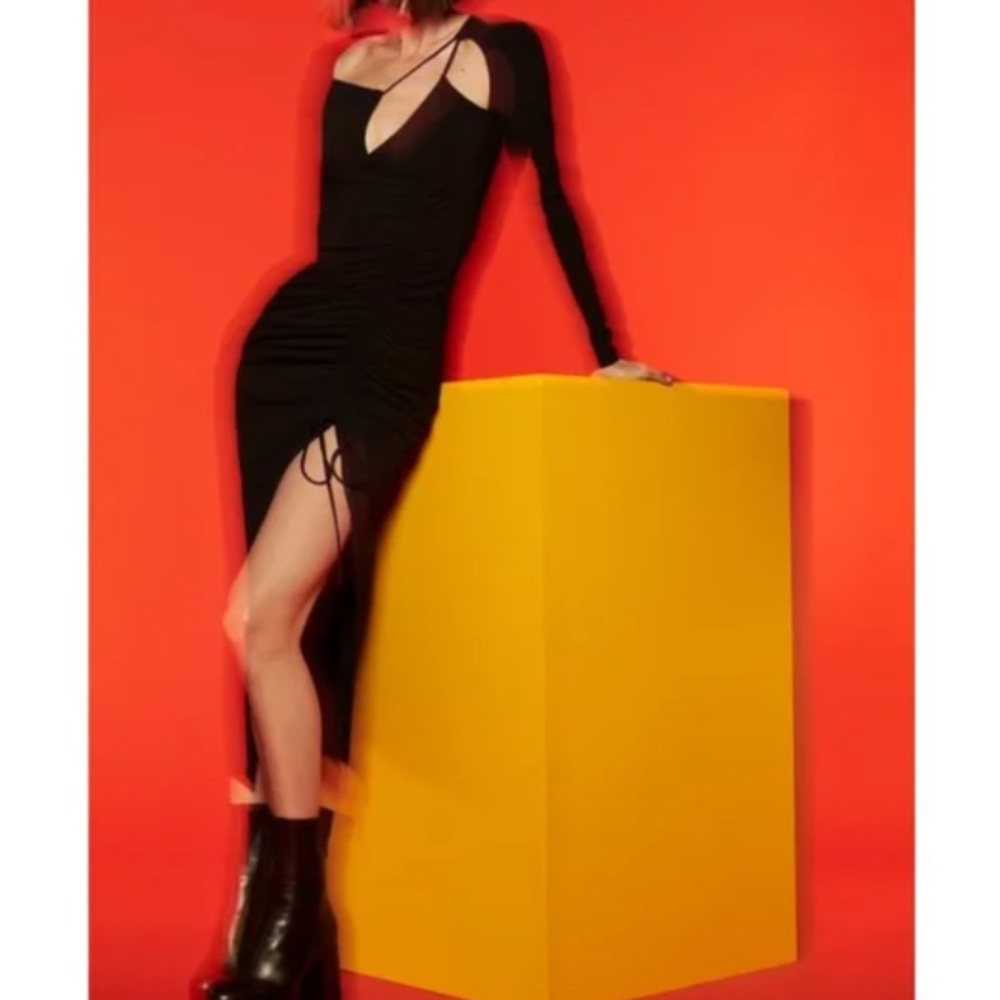 Zara Asymmetrical Cut Out Dress in Black